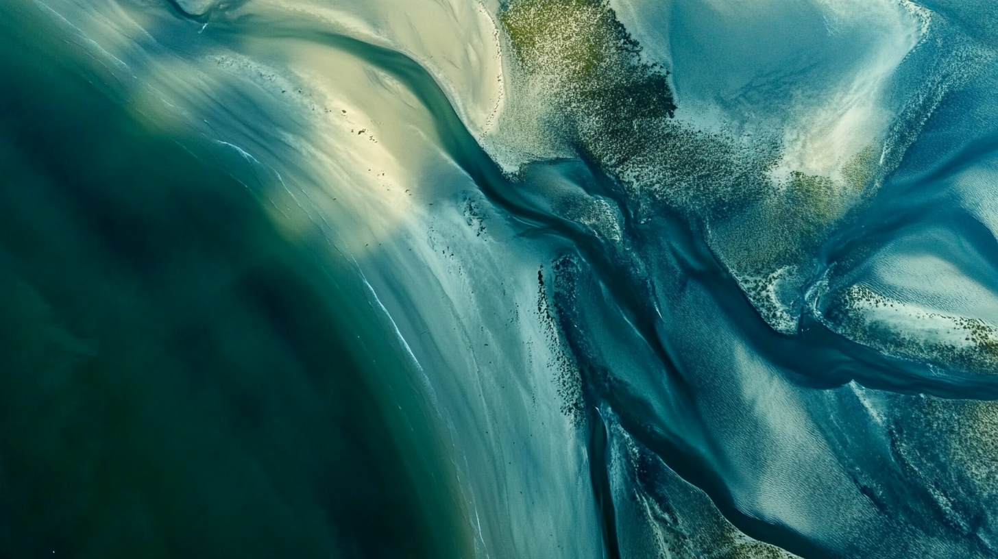Aerial view of tidal coastline
